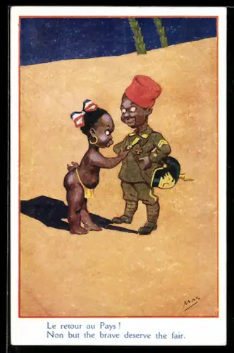 AK Le retour au Pays, Kind in Soldatenuniform