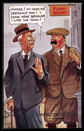 Künstler-AK sign. Fred Buchanan: Zwei Gentlemen unterhalten sich