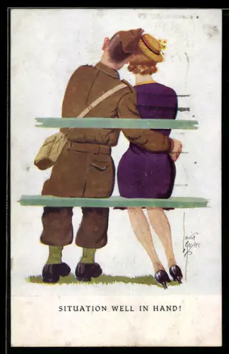 Künstler-AK sign. Laurie Tayler: Soldat mit seiner Freundin