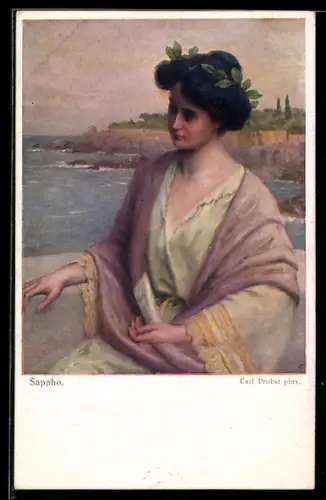 Künstler-AK Carl Probst: Sappho im Porträt