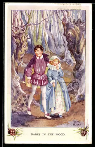 Künstler-AK sign. Rene Cloke: Junges Paar im Wald