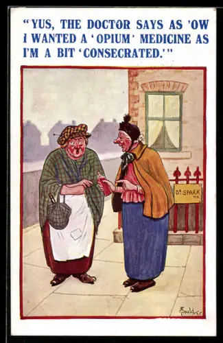 Künstler-AK sign. F. Gould: Zwei Damen unterhalten sich