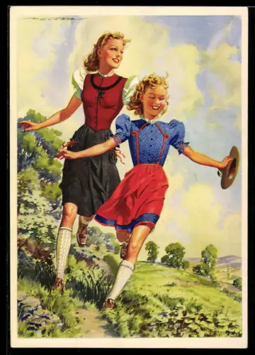 Künstler-AK Indanthren-Freundinnen, Reklame