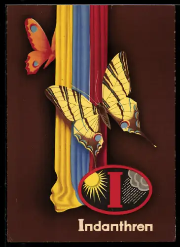 AK Indanthren, Schmetterling und bunte Tücher