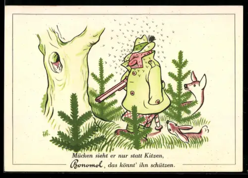 AK Reklame für Mückenschutz Bonomol der Pfeilring-Werke AG