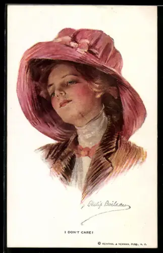 Künstler-AK Philip Boileau: Hübsche Frau mit Sonnenhut