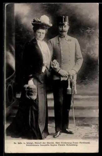 AK Franz Ferdinand und Gemahlin Sophie Fürstin Hohenberg