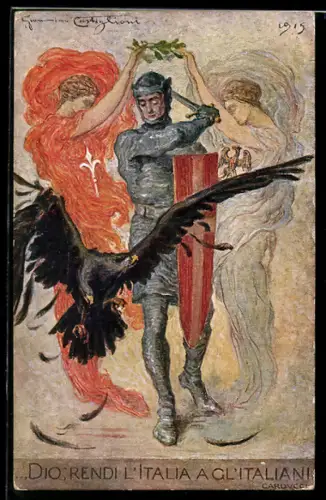 Künstler-AK Trento e Trieste incoronano, l`Esercito Italiano liberatore