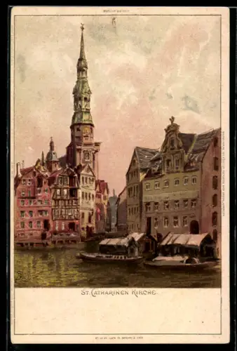 Künstler-AK Carl Biese: Hamburg, St. Catharinen-Kirche