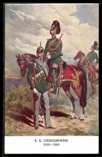 Künstler-AK Offiziere der K. K. Gendarmerie zu Pferd 1850-1860