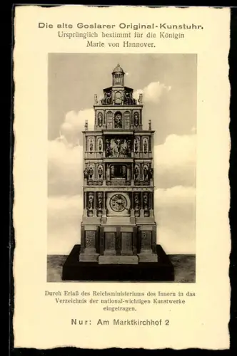 AK Goslar, Die alte Goslarer Original Kunstuhr, Am Marktkirchhof 2