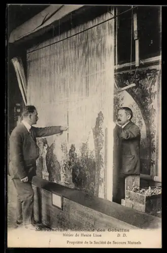 AK Manufacture Nationale des Gobelins . Métier de Haute Lisse, Wandteppich-Weberei