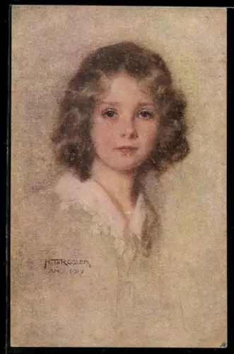 Künstler-AK Hermann Torggler: Mädchen mit braunem Haar