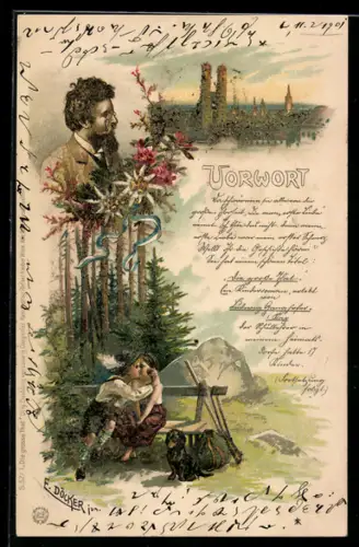 Künstler-Lithographie E. Döcker: München, Die grosse That, Vorwort