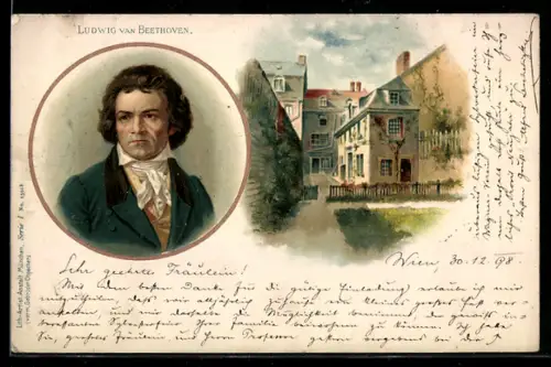 AK Portrait und Wohnhaus von Ludwig van Beethoven