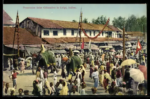 AK Udipi /Indien, Prozession beim Götzenfest