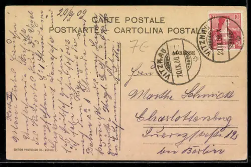 AK Vitznau, Teilansicht mit Kirche und Rigibahn