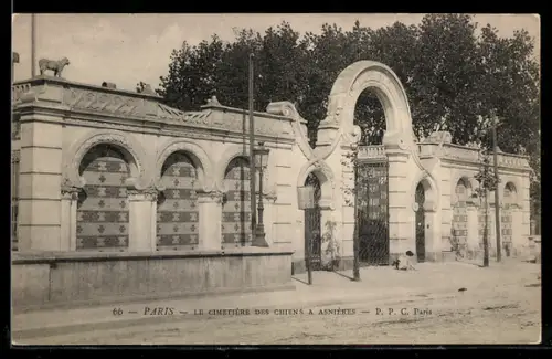 AK Asnières, Le Cimetiere des Chiens, Hundefriedhof, Eingang