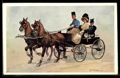 Künstler-AK Fritz Schönpflug: Donnerwetter, tadellos!, Dame in Kutsche