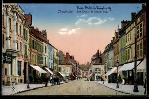 AK Charleville, Rue Thiers et Grand` Rue, Confiserie