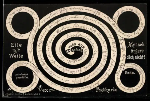 AK Vexir-Postkarte, Mensch ärgere dich nicht !, Eile mit Weile