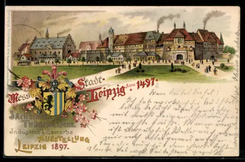 Lithographie Leipzig, Sächsisch-Thüringische Industrie & Gewerbe Ausstellung 1897
