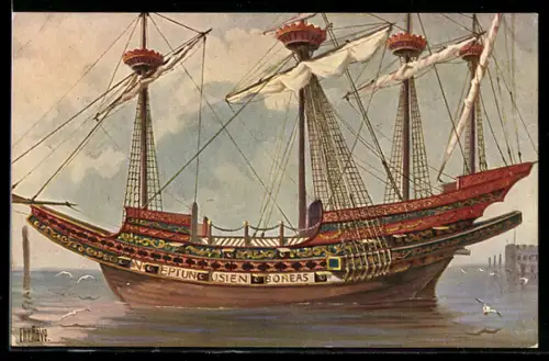 Künstler-AK Christopher Rave: Spanische Karavelle aus dem 16. Jahrhundert