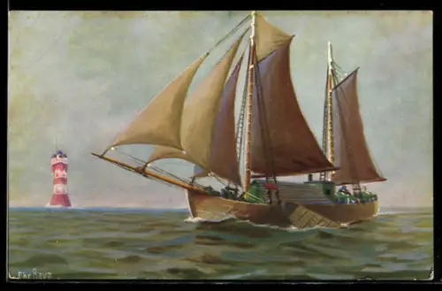 Künstler-AK Christopher Rave: Marine-Galerie, Karte Nr. 263, Zweimastiger Weserkahn Dorothea