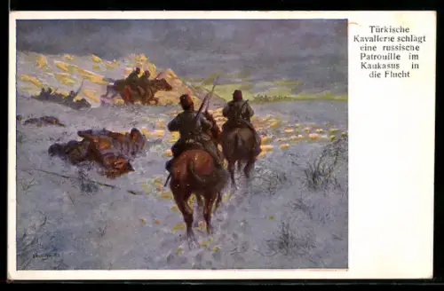 AK Rotes Kreuz Nr. 65: Türkische Kavallerie schlägt eine russische Patrouille im Kaukasus
