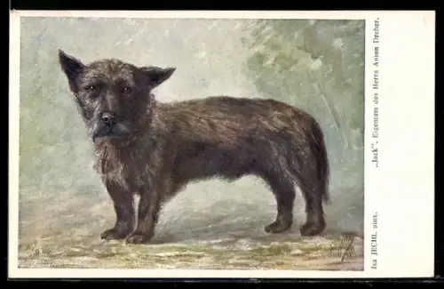 Künstler-AK Isa Jechl: Jack, Terrier des Herrn Anton Dreher
