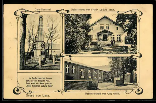 AK Lanz, Geburtshaus von Friedr. Ludwig Jahn, Gasthaus von Otto Wolff