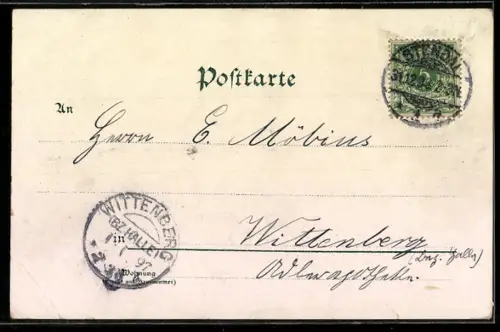 Lithographie Stendal, Roland, Dom, Rathaus & Marienkirche