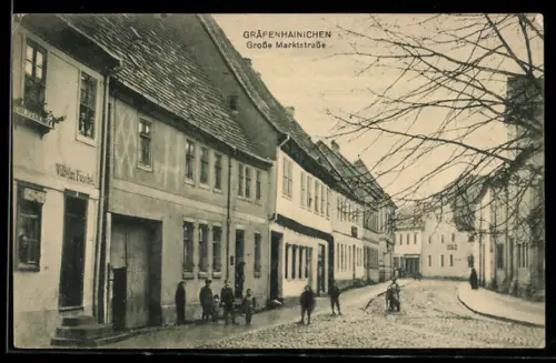 AK Gräfenhainichen, Grosse Marktstrasse mit Geschäft von Wilhelm Püschel