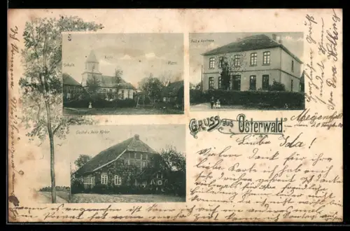 AK Osterwald, Gasthof von Heinr. Körber, Post und Apotheke