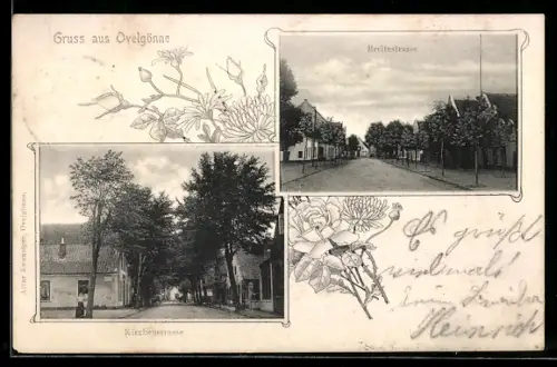 AK Ovelgönne, Breitestrasse und Kirchenstrasse