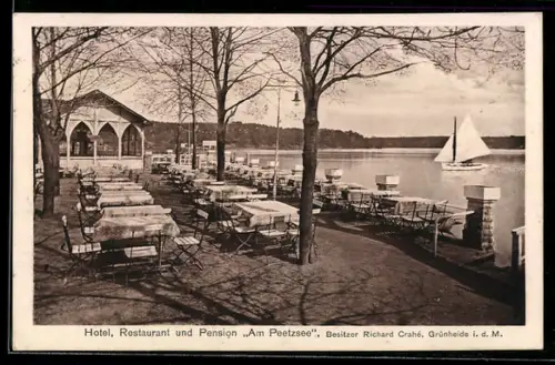 AK Grünheide i. d. M., Hotel Restaurant und Pension am Peetzsee, Bes. Richard Crahé