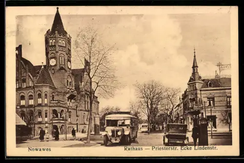 AK Nowawes, Rathaus - Priesterstrasse Ecke Lindenstrasse