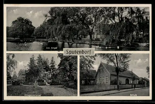 AK Sputendorf, Kriegerdenkmal, Am Anger, Schule