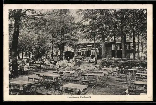 AK Frankfurt a. O., Gasthof Eschwald, Gartenpartie mit Kindergruppe im Ponywagen
