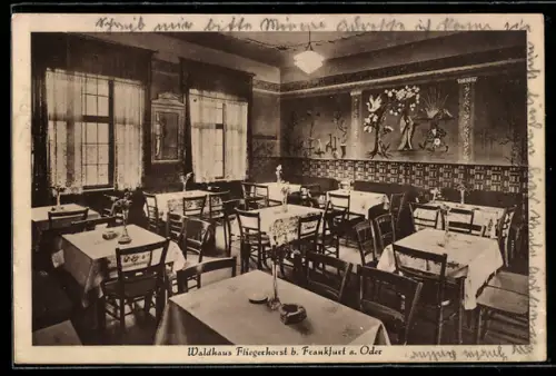 AK Frankfurt a. O., Gaststätte Waldhaus Fliegerhorst P. Kuntze, Innenansicht