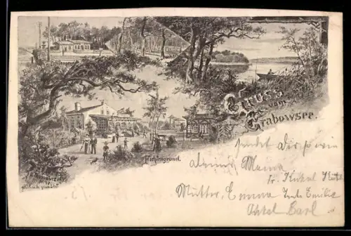 AK Fichtengrund, Bahnhof Fichtengrund, Partie am Grabowsee