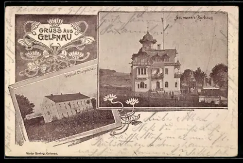 AK Gelenau, Gasthof Obergelenau, Neumanns Kurhaus