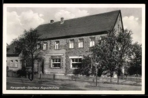 AK Harzgerode, Gasthaus-Fleischerei Augustenhöhe Max Nürnberg, von der Strasse gesehen