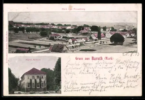 AK Baruth /Mark, Blick vom Frauenberg, Fürstliches Schloss