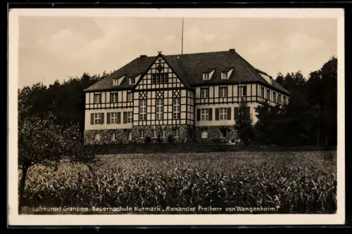 AK Gransee, Bauernschule Kurmark Alexander Freiherr von Wangenheim