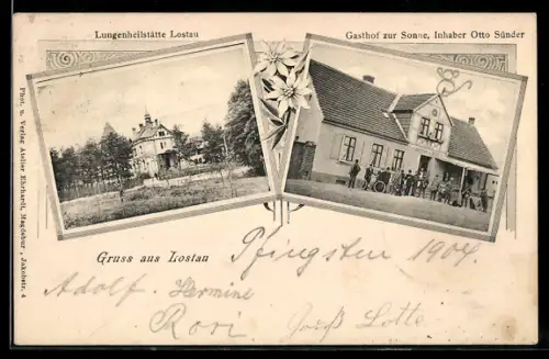 AK Lostau, Gasthof zur Sonne, Inh. Otto Sünder, Lungenheilstätte