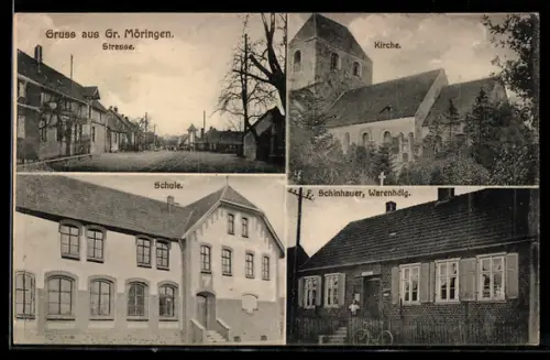 AK Gr. Möringen, Schule, Handlung Schinhauer, Kirche