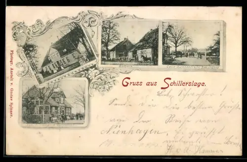 AK Schillerslage, Schule, Gasthaus K. Munstermann, Celle-Hannoversche Keerstrasse