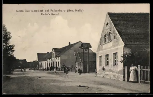 AK Marxdorf bei Falkenberg, Fischers Gasthof im Ort