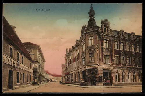 AK Stassfurt, Cafe und Restaurant W. Bach, Cigarren Erich Pupke